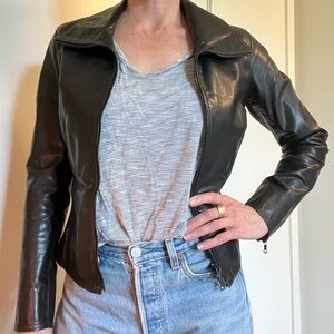 M0851 Black Fitted Leather Jacket